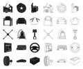 Car, lift, pump and other equipment black,outline icons in set collection for design. Car maintenance station vector Royalty Free Stock Photo