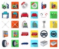 Car, lift, pump and other equipment cartoon,flat icons in set collection for design. Car maintenance station vector Royalty Free Stock Photo