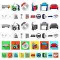 Car, lift, pump and other equipment cartoon icons in set collection for design. Car maintenance station vector symbol Royalty Free Stock Photo