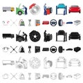 Car, lift, pump and other equipment cartoon icons in set collection for design. Car maintenance station vector symbol Royalty Free Stock Photo