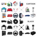 Car, lift, pump and other equipment cartoon icons in set collection for design. Car maintenance station vector symbol Royalty Free Stock Photo