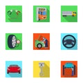 Car, lift, pump and other equipment flat icons in set collection for design. Car maintenance station vector symbol stock Royalty Free Stock Photo