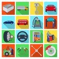 Car, lift, pump and other equipment flat icons in set collection for design. Car maintenance station vector symbol stock Royalty Free Stock Photo