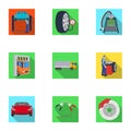 Car, lift, pump and other equipment flat icons in set collection for design. Car maintenance station vector symbol stock Royalty Free Stock Photo