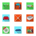 Car, lift, pump and other equipment flat icons in set collection for design. Car maintenance station vector symbol stock Royalty Free Stock Photo