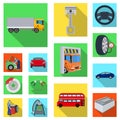 Car, lift, pump and other equipment flat icons in set collection for design. Car maintenance station vector symbol stock