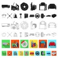 Car, lift, pump and other equipment flat icons in set collection for design. Car maintenance station vector symbol stock Royalty Free Stock Photo