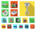 Car, lift, pump and other equipment flat icons in set collection for design. Car maintenance station vector symbol stock Royalty Free Stock Photo