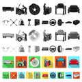 Car, lift, pump and other equipment flat icons in set collection for design. Car maintenance station vector symbol stock Royalty Free Stock Photo