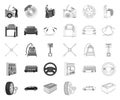 Car, lift, pump and other equipment mono,outline icons in set collection for design. Car maintenance station vector Royalty Free Stock Photo