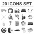 Car, lift, pump and other equipment monochrome icons in set collection for design. Car maintenance station vector symbol Royalty Free Stock Photo