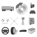 Car, lift, pump and other equipment monochrome icons in set collection for design. Car maintenance station vector symbol Royalty Free Stock Photo