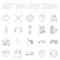 Car, lift, pump and other equipment outline icons in set collection for design. Car maintenance station vector symbol Royalty Free Stock Photo