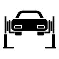 Car lift Car repair Service concept Car on fix lift Car lifted on auto lift icon black color vector illustration flat style image