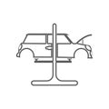 car on the lift wheel change icon. Element of Car repear for mobile concept and web apps icon. Outline, thin line icon for website