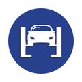 Car lifted icon in badge style. One of Car repair collection icon can be used for UI, UX