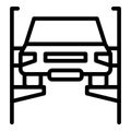 Car lifted icon, outline style