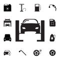 Car lifted icon. Set of car repair icons. Signs, outline eco collection, simple icons for websites, web design, mobile app, info g