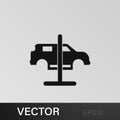 Car lifted illustration icon on gray background