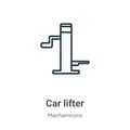 Car lifter outline vector icon. Thin line black car lifter icon, flat vector simple element illustration from editable mechanicons Royalty Free Stock Photo