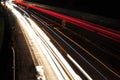 Car light lines on a higway during trafic jam at night Royalty Free Stock Photo