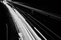 Car light lines on a higway during trafic jam at night