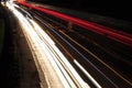 Car light lines on a higway during trafic jam at night Royalty Free Stock Photo