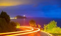 Car light running on the road at night Royalty Free Stock Photo