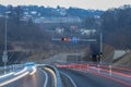 The car light trails in front of a tunnel at Lugano Royalty Free Stock Photo