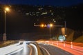 The car light trails in front of a tunnel at Lugano Royalty Free Stock Photo