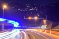 The car light trails in front of a tunnel at Lugano Royalty Free Stock Photo