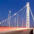 Car light trails painting the Bay Bridge New Eastern Span Royalty Free Stock Photo