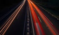 Car lights on the highway forming a traffic jam Royalty Free Stock Photo