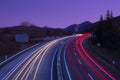 Car lights on the A15 highway, Navarra Royalty Free Stock Photo