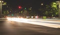 Car lights in the night city. Traffic Royalty Free Stock Photo