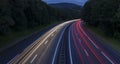 Car lights at night on the highway Royalty Free Stock Photo