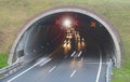 Car lights running in a road tunnel, Royalty Free Stock Photo