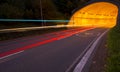 Car lights tunnel driving in San Sebastian city Royalty Free Stock Photo