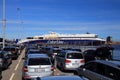 Car line for ferry boarding in Norway Royalty Free Stock Photo