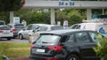 car line for the fuel shortage Royalty Free Stock Photo