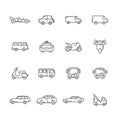 Car line icon set with motorcycle, bus Royalty Free Stock Photo