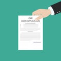 Car loan application form submission document paper work Royalty Free Stock Photo