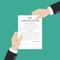 Car loan application form submission document paper work Royalty Free Stock Photo