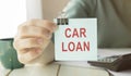 Car loan concept with text, calculation for debt repayment Royalty Free Stock Photo