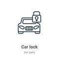 Car lock outline vector icon. Thin line black car lock icon, flat vector simple element illustration from editable car parts Royalty Free Stock Photo