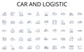 Car and logistic line icons collection. Tech, Innovation, Electronics, Devices, Futuristic, Display, Smart vector and