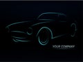 Silhouette of car with burning lights on a black background. illustration.ESP10 Royalty Free Stock Photo