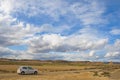 Car in the lonely road Royalty Free Stock Photo