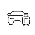 Car and luggage. Airport taxi or rental car. Pixel perfect, editable stroke