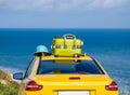 Car with luggage on the roof ready for summer vacation Royalty Free Stock Photo